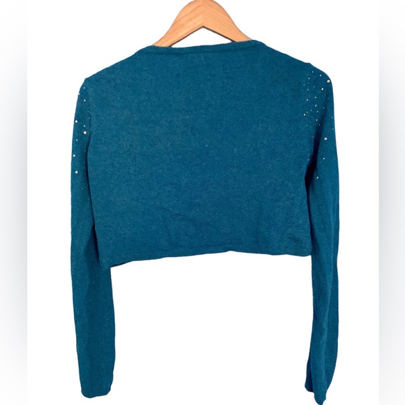 Glam Souls VTG Y2K Blue Cropped Embellished Bolero Sweater Cardigan NWT S/M - Picture 2 of 6